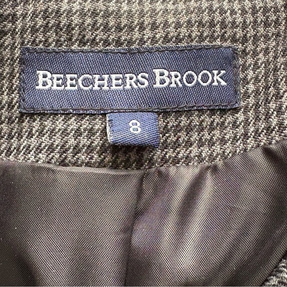 Beechers Brook Women’s Houndstooth Zip-Up Jacket with Faux Leather Trim – Size 8 - Picture 8 of 8